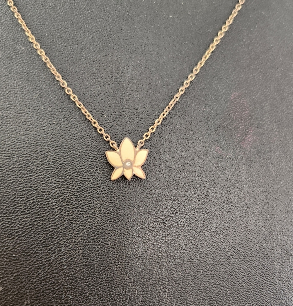 925 sterling silver necklace with Enamel lotus pendant